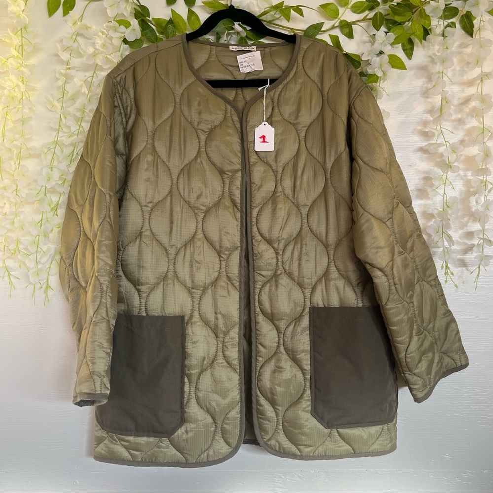 Moon River Khaki Quilted Utility Jacket